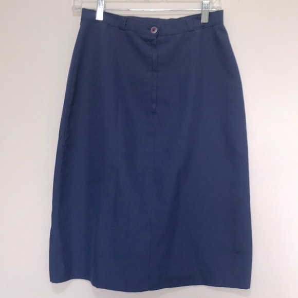 VINTAGE Niki blue High waisted pencil skirt button slit sz S/M - Picture 5 of 11